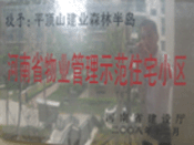 2008年12月17日，平頂山森林半島被 評為"河南省物業(yè)管理示范住宅小區(qū)"榮譽稱號。